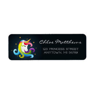 Eenhoorn Magic Prinses Kleurrijke Gepersonaliseerd Etiket