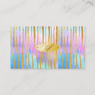 Eenhoorn Magie Roze Gouden Streep Monogram Visitekaartje
