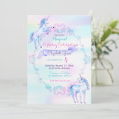 Eenhoorn Magische Fantasy Regenboog Aqua Roze Lave Kaart (Staand voorkant)