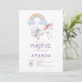 Eenhoorn Magische Regenboog Waterverf verjaardag Kaart (Staand voorkant)