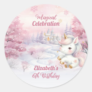 Eenhoorn Magische Viering 6e Verjaardagsfeest Ronde Sticker