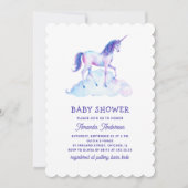 Eenhoorn meisje baby shower. Paarse blauwe fee Kaart (Voorkant)