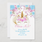 eenhoorn meisje verjaardag uitnodiging (Voorkant)