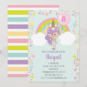 Eenhoorn Meisje Verjaardag Uitnodigingen Alle Leef