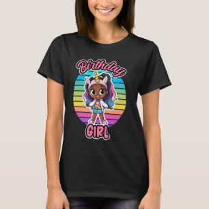 Eenhoorn Melanine Zwart Afro Meisje Jeugd Verjaard T-shirt