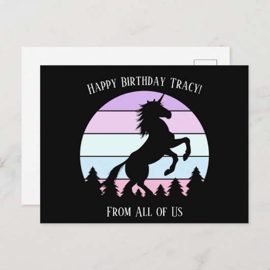 Eenhoorn met achterwaartse steigerende beweging Zo Briefkaart (Voorkant / Achterkant)