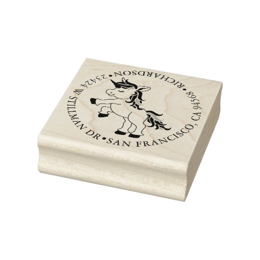Eenhoorn met adres 	rubberstempel (Stempel)