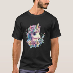 Eenhoorn Met Bloemenkroon Pastel Magie T-shirt