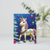 Eenhoorn met Kerstmis Briefkaart (Staand voorkant)