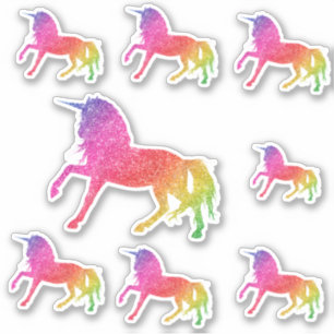 Eenhoorn met regenboog glitters Mooie paard Sticker