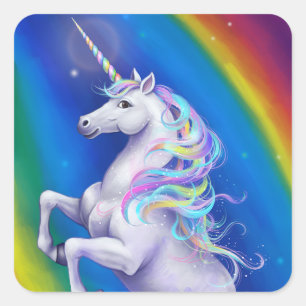 Eenhoorn met Regenboog Vierkante Sticker