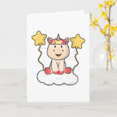 Eenhoorn met wolk en sterren kaart (Gele Bloem)