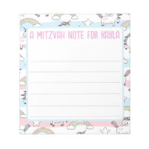 Eenhoorn Mitzvah Note Pad met Lijnen