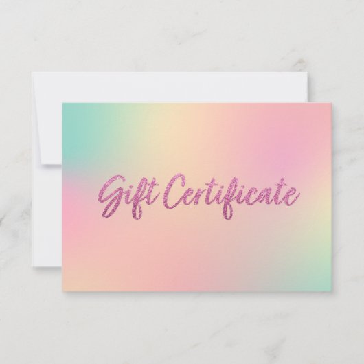 Eenhoorn Mix Faux Roze Glitter Cadeaubon (Voorkant)