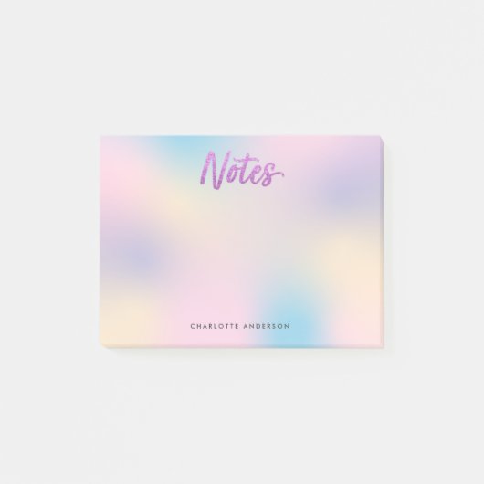 Eenhoorn Mix Pattern Faux Paarse Glitter Post-it® Notes (Voorkant)