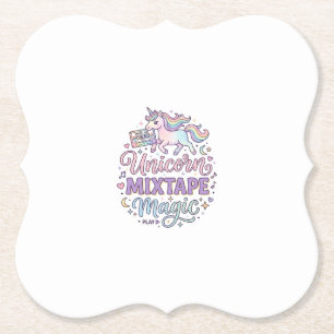 Eenhoorn Mixtape Magie Schattige Sticker en Shirt  Kartonnen Onderzetters