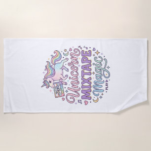 Eenhoorn Mixtape Magie Schattige Sticker en Shirt  Strandlaken