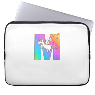 Eenhoorn Monogram Letter M Initiaal Schattigee Mei Laptop Sleeve