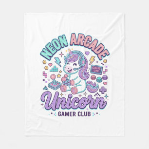 Eenhoorn Neon Arcade Eenhoorn Retro Stijl Product Fleece Deken