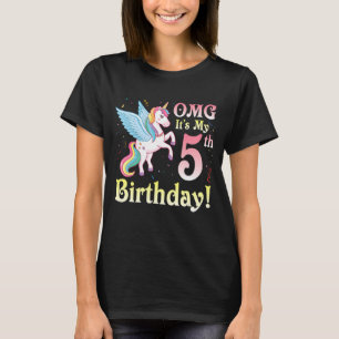 Eenhoorn Omg Het is mijn 5e verjaardag Gelukkig 5 T-shirt