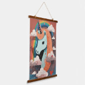 Eenhoorn onder regenboog & onder harten hangend wandkleed (Gebogen)