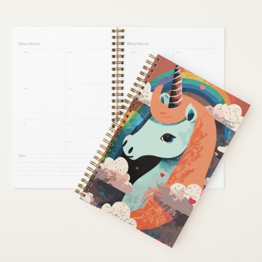 Eenhoorn onder regenboog & onder harten planner (Display)