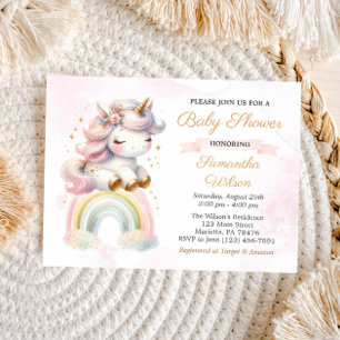 Eenhoorn op Rainbow Baby shower Briefkaart Invitat