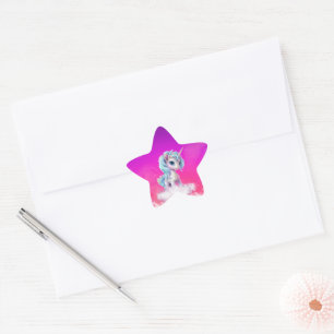 Eenhoorn op roze hemel ster sticker