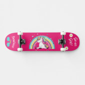 Eenhoorn op skateboard met gepersonaliseerde bijsc (Horizontaal)