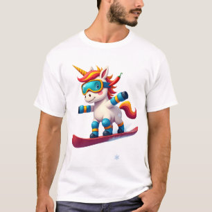 Eenhoorn op Snowboard - Grappige Ski en Winterspor T-shirt
