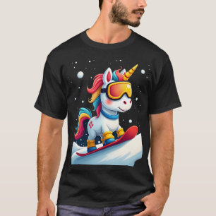 Eenhoorn op Snowboard - Grappige Ski en Winterspor T-shirt