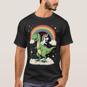 Eenhoorn op T-Rex - Dinosaur jongens meisjes T-shirt