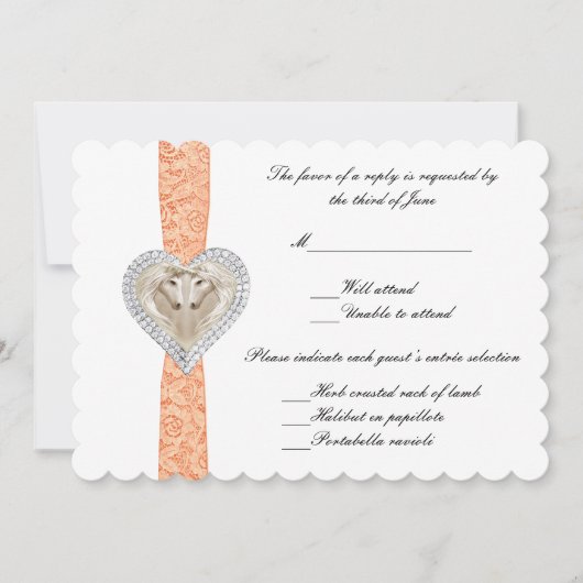 Eenhoorn Oranje Kant Bruiloft Reactiekaart Kaart (Voorkant)