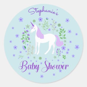  Eenhoorn Paarse Aqua Baby shower Ronde Sticker