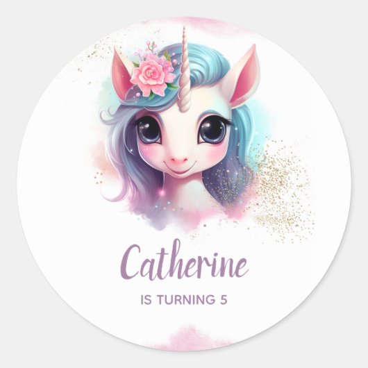 Eenhoorn Party Favor Label Sticker (Voorkant)