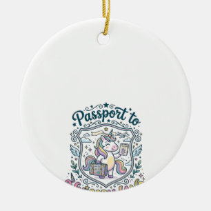 Eenhoorn Paspoort naar Eenhoorn Land Witte Achterg Keramisch Ornament