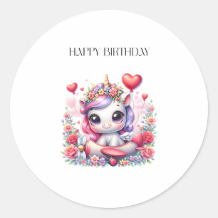 Eenhoorn Piloot Verjaardag Ronde Sticker