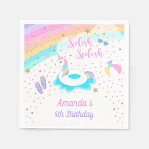 Eenhoorn Pool Party Papier Servet Roze & Goud