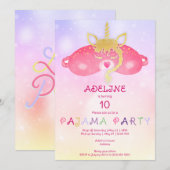 Eenhoorn pyjama meisje sleepover tween verjaardags kaart (Voorkant / Achterkant)