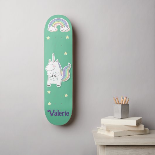 Eenhoorn Rainbow gepersonaliseerd skateboard (Muurkunst)