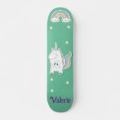 Eenhoorn Rainbow gepersonaliseerd skateboard (Voorkant)