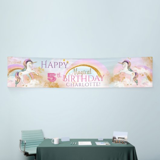 Eenhoorn Rainbow Verjaardagsfeestbanners Spandoek (Beurs)