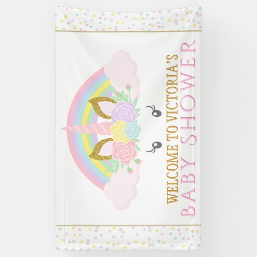 Eenhoorn Regenboog Baby shower Banners (Verticaal)