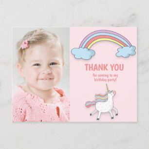 Eenhoorn Regenboog Kind Foto Verjaardag Bedankt Briefkaart