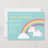 Eenhoorn Regenboog Meisjes Verjaardagsfeestuitnodi Kaart (Voorkant)