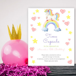 Eenhoorn Regenboog - Tijdscapsule 1e verjaardag Poster