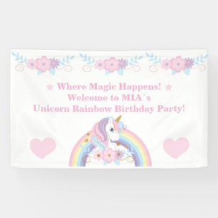 Eenhoorn Regenboog Verjaardagsbanner WaarMagie Geb Spandoek