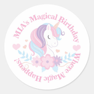 Eenhoorn Regenboog Verjaardagssticker Ronde Sticker
