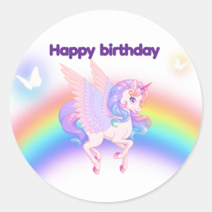 Eenhoorn Regenboog Verjaardagsuitnodiging Sticker