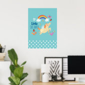 Eenhoorn Regenboog Wolken en Bloemen Kleine Dromer Poster (Thuiskantoor)